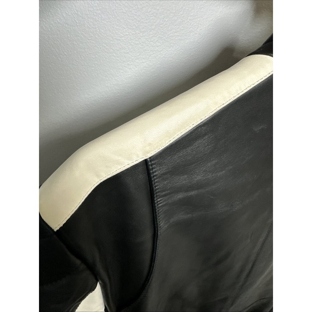 Ralph Lauren Purple Label Mens Leather Jacket Biker White‎ Black Zip Lambskin - Picture 13 of 16
